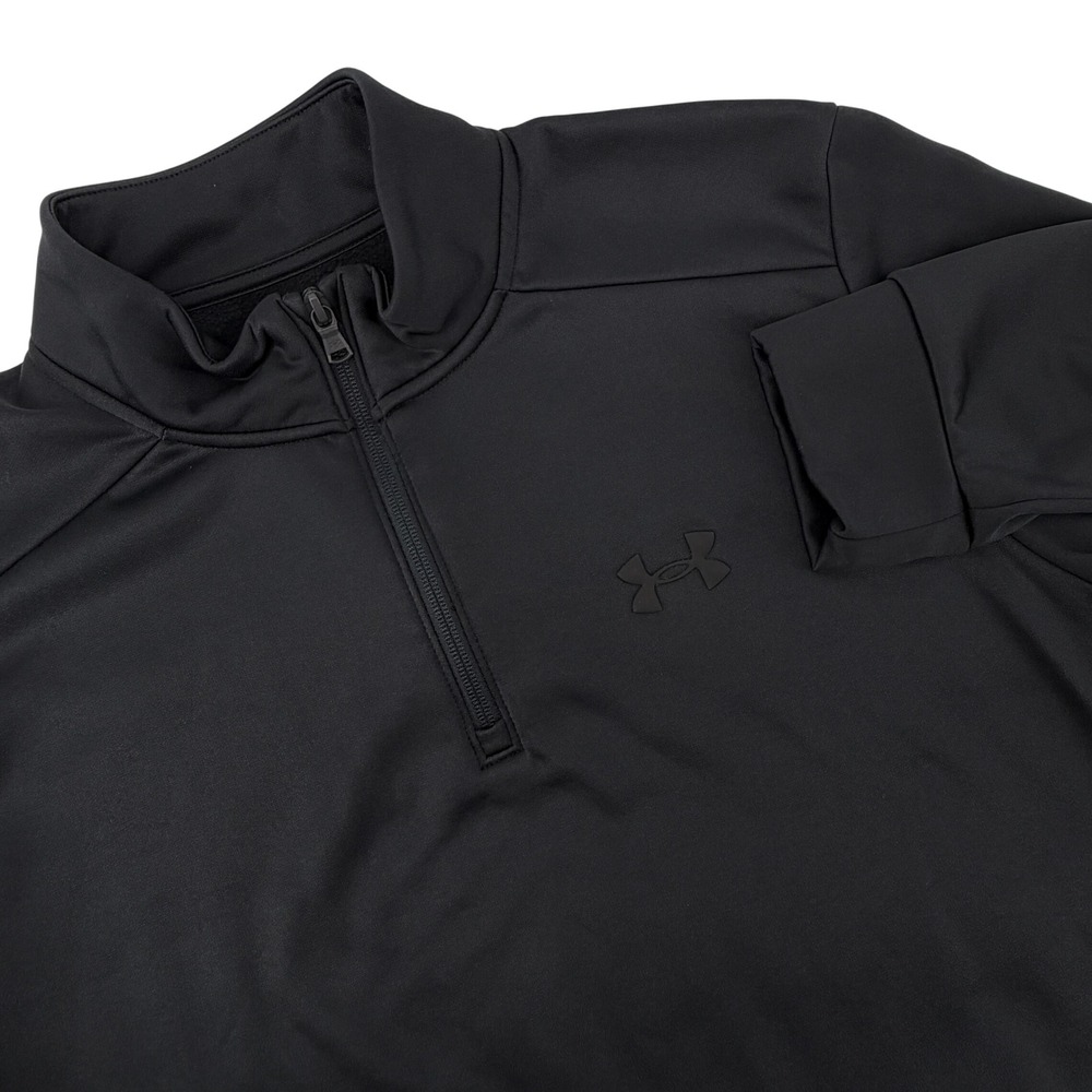 Under Armour Pullover Mens Large Black Excellent 1373358 Quarter Zip Fleece
